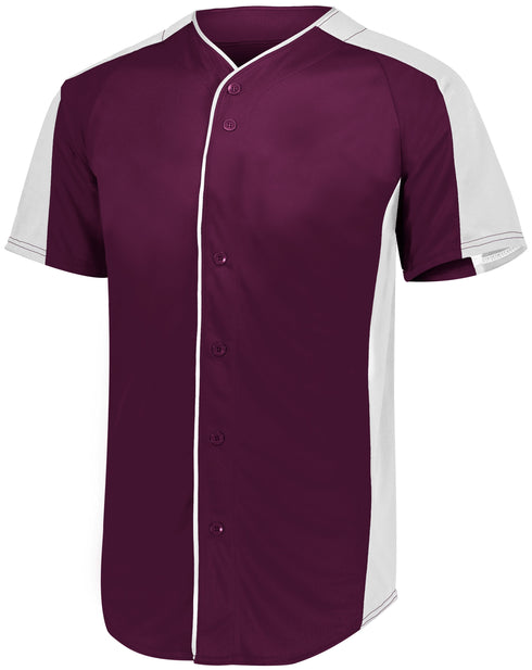 Augusta Sportswear Full-Button Baseball Jersey (1655), Color 'Maroon/White'